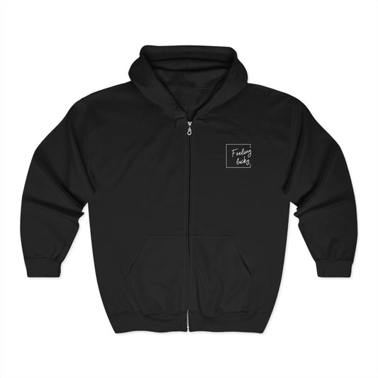 Unisex Heavy Blend Full Zip Hooded Sweatshirt - Feeling Lucky / WPOS Humor Apparel