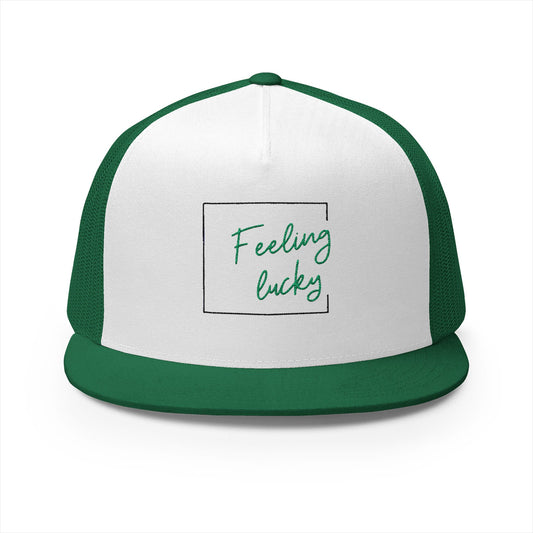 Feeling Lucky 5 Panel Trucker Cap - Stylish Embroidered Hat for Outdoor Adventures